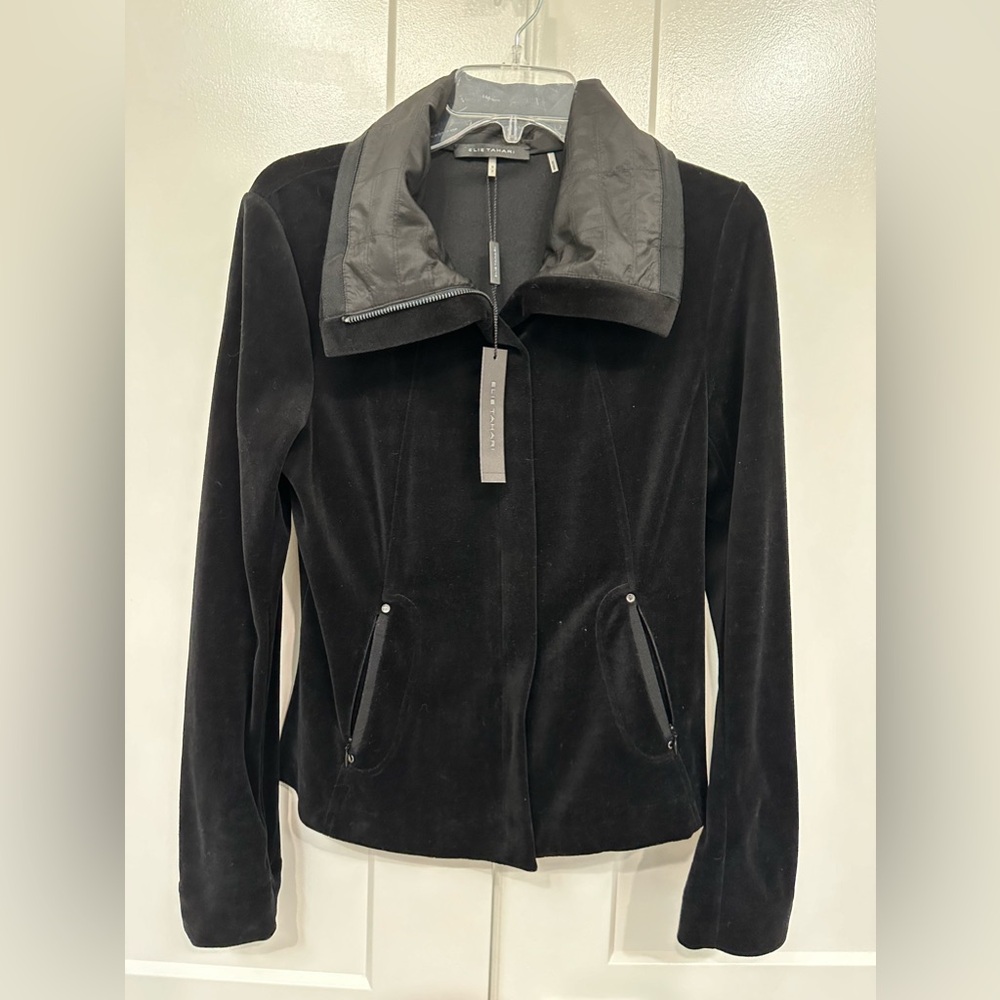 Eli Tahari Miri Jacket Black Velvet Jacket Size Small